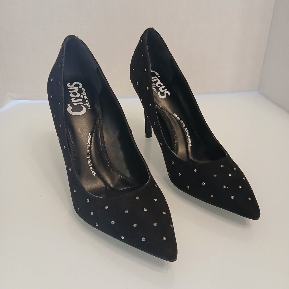 Circus by Sam Edelman Black Suede Studded Rhinestones Pumps Size 6